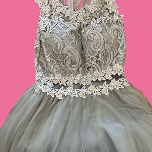 Elegant Gray Lace Dress